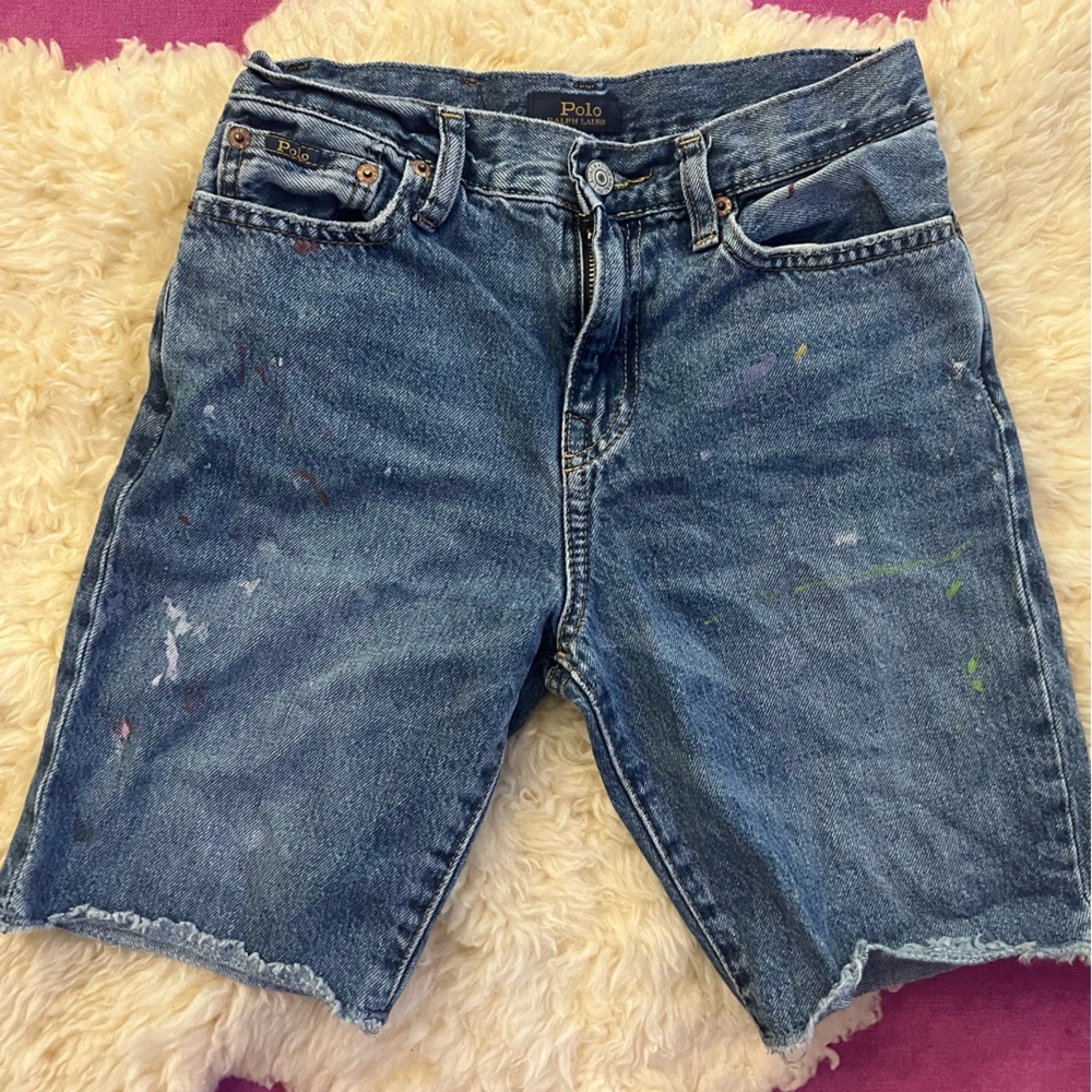 Big Boys Paint-Splatter Slim-Fit Denim Shorts